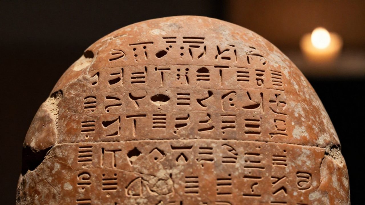 Tablillas de arcilla micénica con inscripciones en escritura lineal B sobre una superficie de terracota con texturas antiguas.